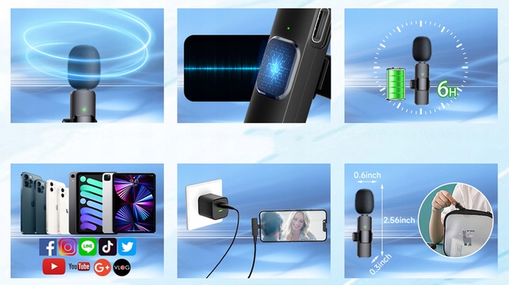 2x MIKROFON BEZPRZEWODOWY KRAWATOWY + ODBIORNIK USB-C + ADAPTER DO IPHONE