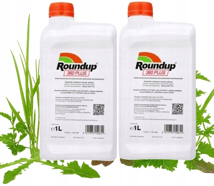 Roundup 360 SL PLUS 2x1L BAYER RANDAP glifosat, na wszystkie chwasty,