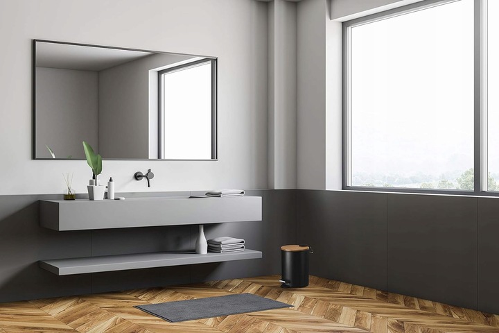 ŁAZIENKOWY KOSZ NA ŚMIECI 3L OKRĄGŁY CZARNY MAT BAMBUS Z PEDAŁEM