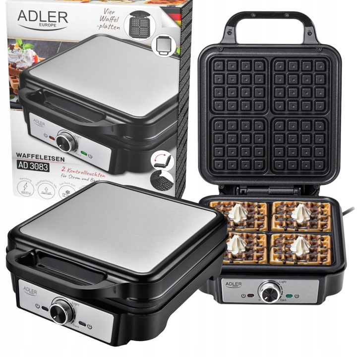 GOFROWNICA ADLER 1800W CHRUPIĄCE GOFRY SOLIDNIE WYKONANA NAJNOWSZY