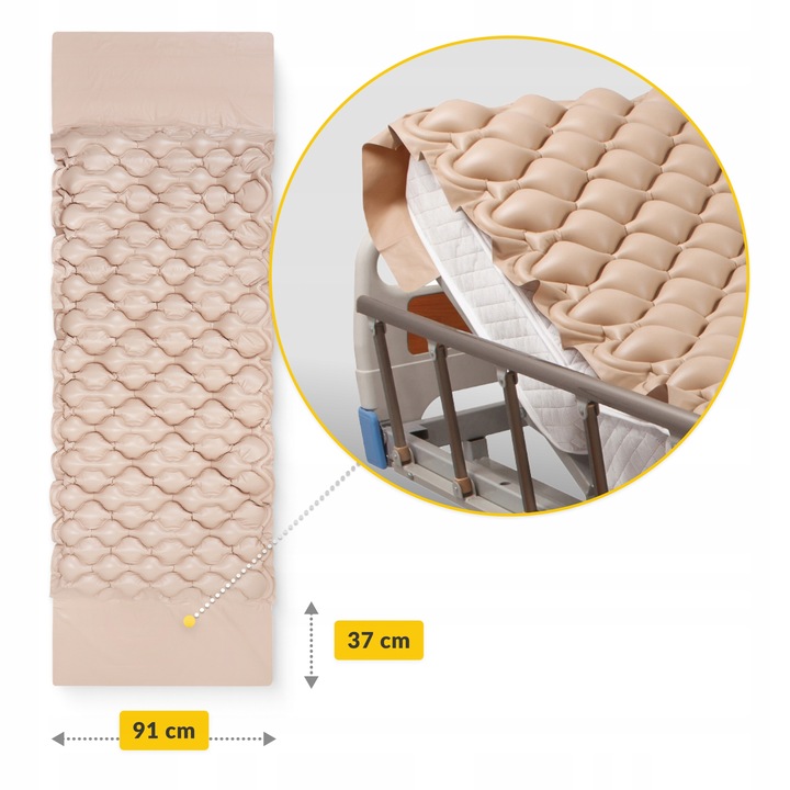 MATERAC PRZECIWODLEŻYNOWY BĄBELKOWY ANTYODLEŻYNOWY Z POMPĄ 200x90 CM 4FIZJO