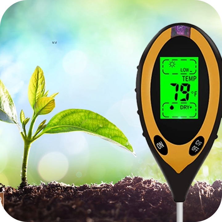 KWASOMIERZ GLEBOWY 4w1 MIERNIK DO GLEBY PH WILGONOŚĆ ZIEMI TESTER OGRODOWY