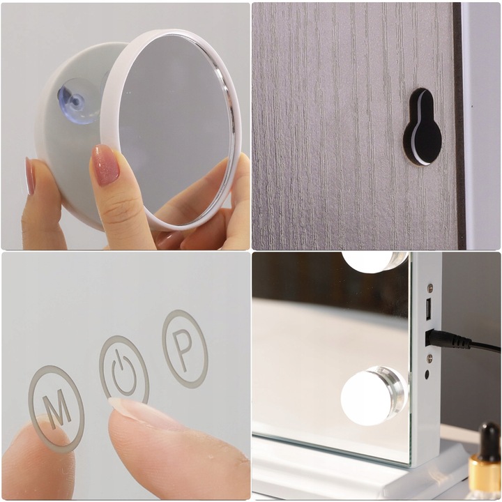 Lusterko kosmetyczne Hollywood stojące lustro do makijażu LED 15