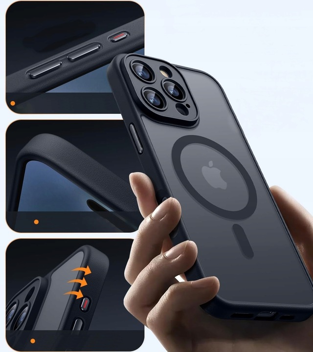 Etui do iPhone 16 PRO 5G do MagSafe WZMACNIANE 360° MATT CASE + 2x SZKŁO