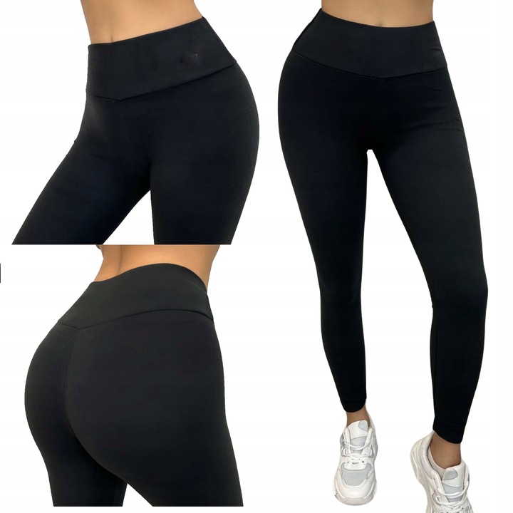 Klasyczne , Wygodne Getry Legginsy z wysokim stanem i szeroką gumką S/M