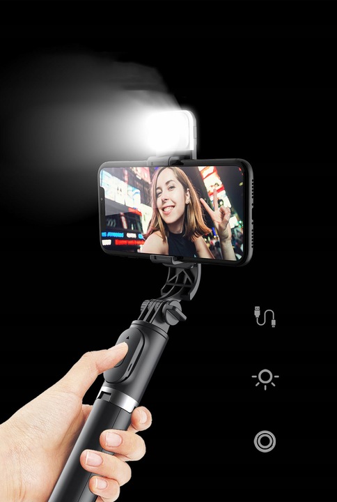 STATYW DO TELEFONU SELFIE STICK TRIPOD UCHWYT 3W1 Kijek + PILOT Bluetooth
