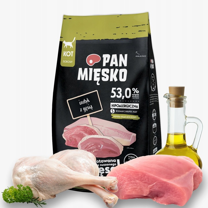 Pan Mięsko Indyk z Gęsią 1,6kg Sucha dla kotów chrupki S
