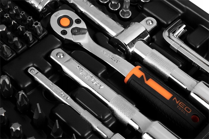 NEO ZESTAW KLUCZE NASADOWE 1/2" 3/8" 1/4" 219ele CRV PŁASKIE TORX