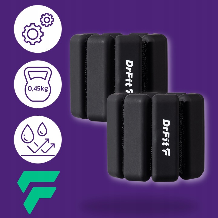 Obciążniki na Kostki Nadgarstki do Ćwiczeń Regulowane 2x 0,45 kg Czarne