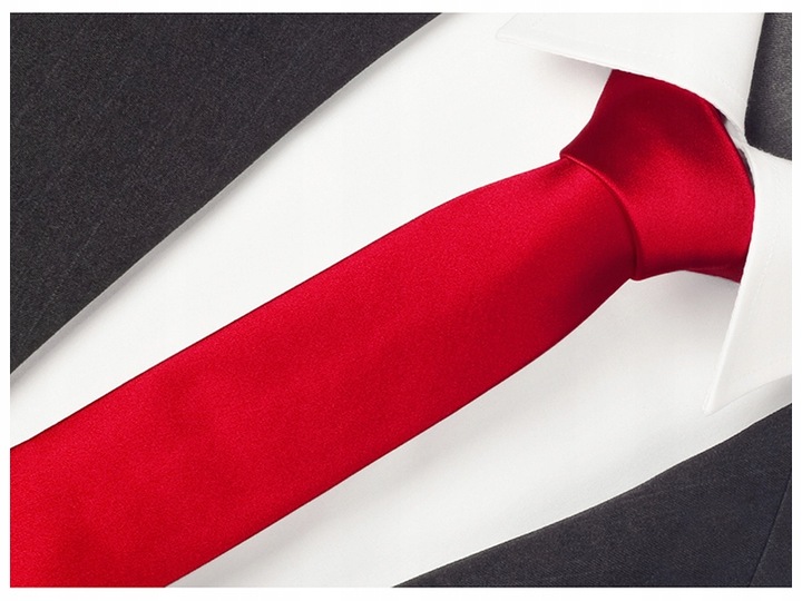 GŁADKI Jednokolorowy Krawat Żakardowy Czerwony R17