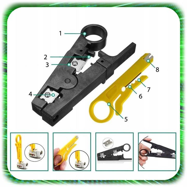 TESTER KABLI SIECIOWYCH RJ45 Przewodów Zaciskarka ZESTAW Sieci LAN ŚCIĄGACZ