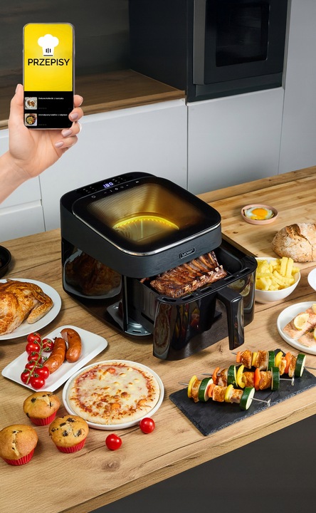 Frytkownica beztłuszczowa 6,5L Air Fryer Yoer 1700W +Duże okno 12 programów
