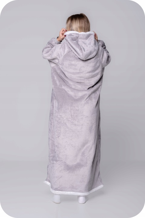 KOC BLUZA Oversize do Kostek Gruba KOCOBLUZA XXL SZARA Futrzak Bluzo