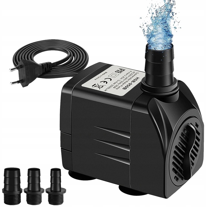 Mocna Pompa 2000L/h DO oczka WODNEGO FONTANNA KASKADA + 3 Końcówki