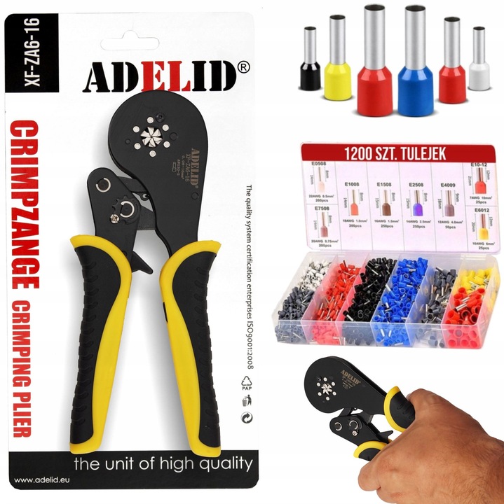 ZACISKARKA PRASKA DO TULEJEK KONEKTORÓW KABLI SZEŚCIOKĄTNA 0,08-16