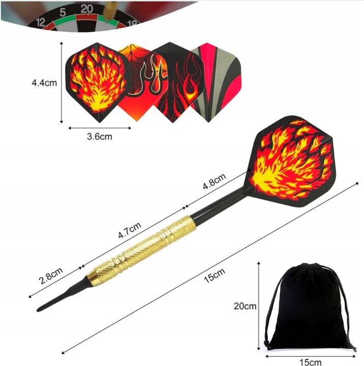 RZUTKI DART ZESTAW 12 RZUTEK LOTEK DO DARTA LOTKI 100 GROTÓW + 42 PIÓRKA