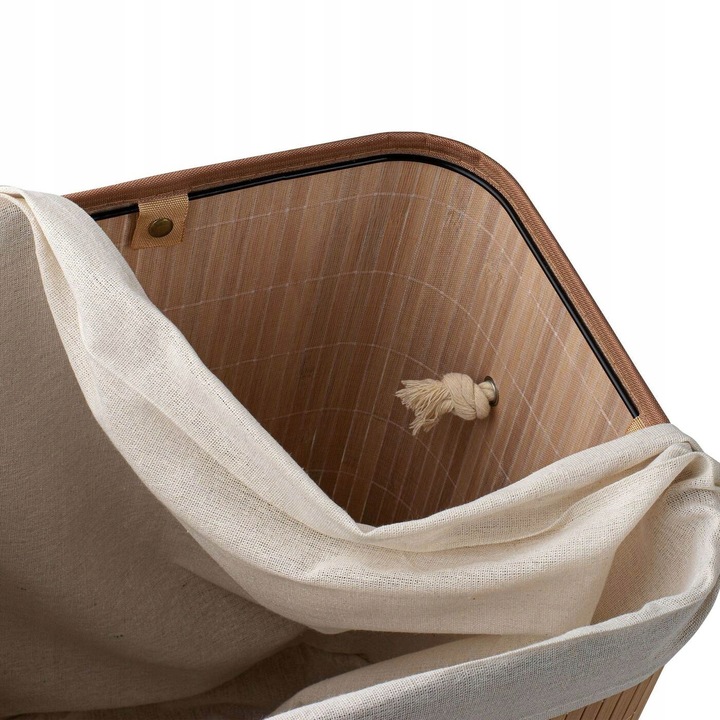 KOSZ na PRANIE Pojemnik na ZABAWKI BAMBUSOWY z POKRYWĄ Tadar 42x32x50 cm