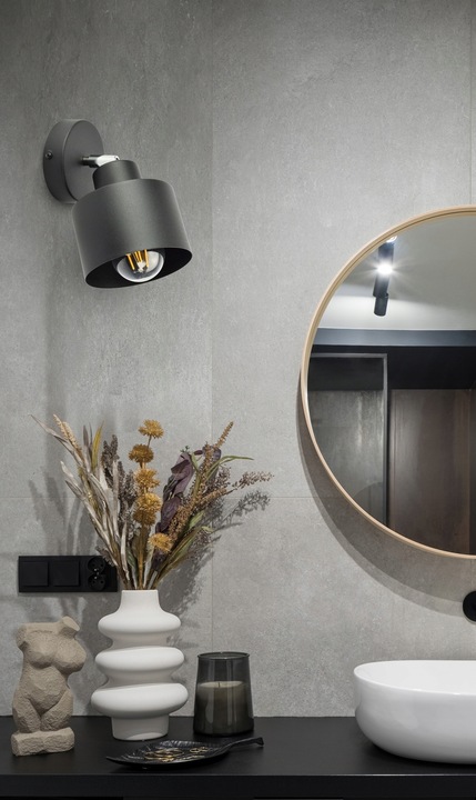 Lampa Ścienna Kinkiet Czarny Roller 382-KG1 E27