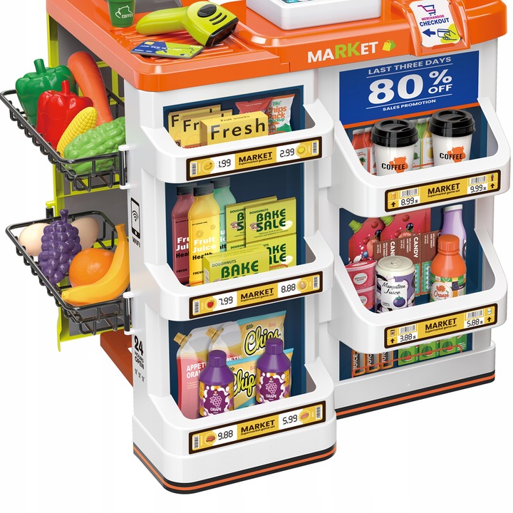 SUPERMARKET SKLEP DLA DZIECI STRAGAN KASA WAGA KOSZYK WÓZEK SMARTFON MATADI