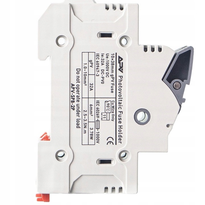 PODSTAWA BEZPIECZNIKOWA ROZŁĄCZNIK DC 10x38 + LED