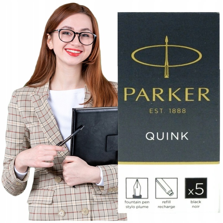 CZARNE NABOJE do PIÓRA atramentowe Nietoksyczne 5 sztuk PARKER DOBRA JAKOŚĆ