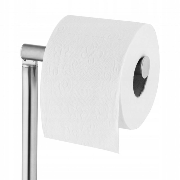 Stojak z uchwytem na papier toaletowy na 4 rolki do WC chrom srebrny