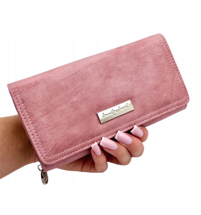 PORTFEL DAMSKI DUŻY SKÓRZANY PREZENT RÓŻOWY JENNIFER JONES MEDIUM