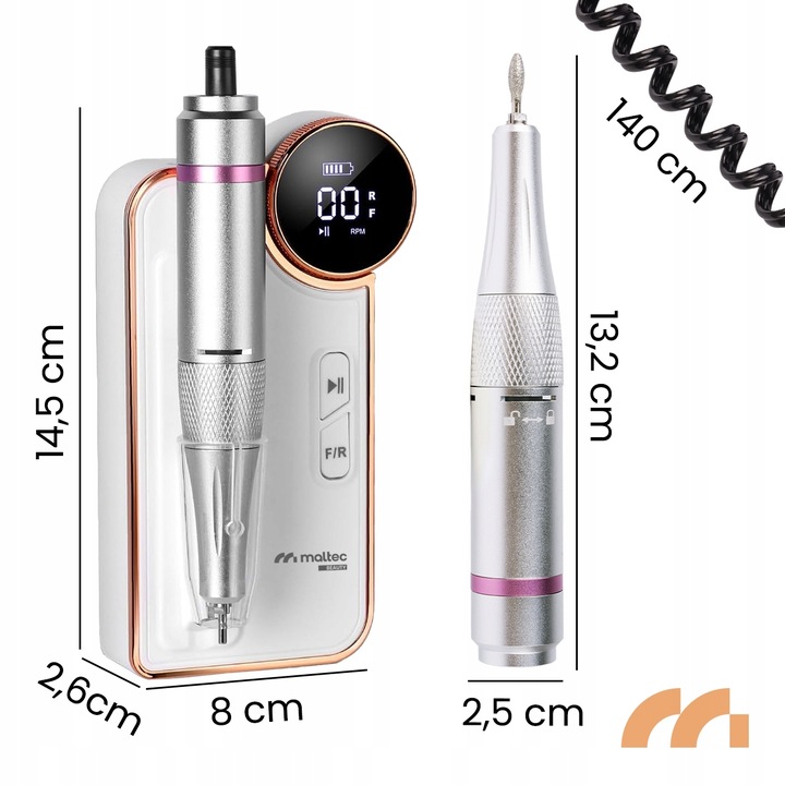 BEZPRZEWODOWA FREZARKA DO PAZNOKCI MANICURE PEDICURE ZE STACJĄ 50W + FREZY