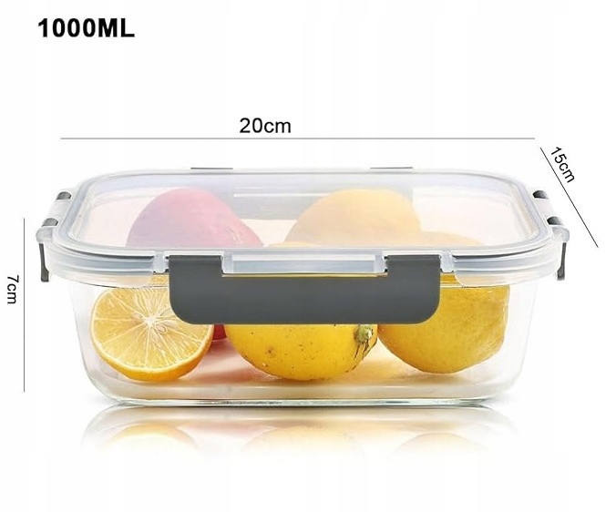 LUNCHBOX POJEMNIK SZKLANY NA ŻYWNOŚĆ ZESTAW 4SZT DWUKOMOROWE HERMETYCZNE