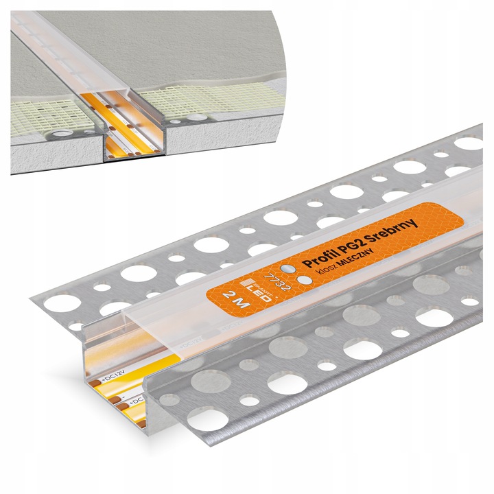 Profil LED aluminiowy do płyt GK gipsowych wpuszczany 2m regips