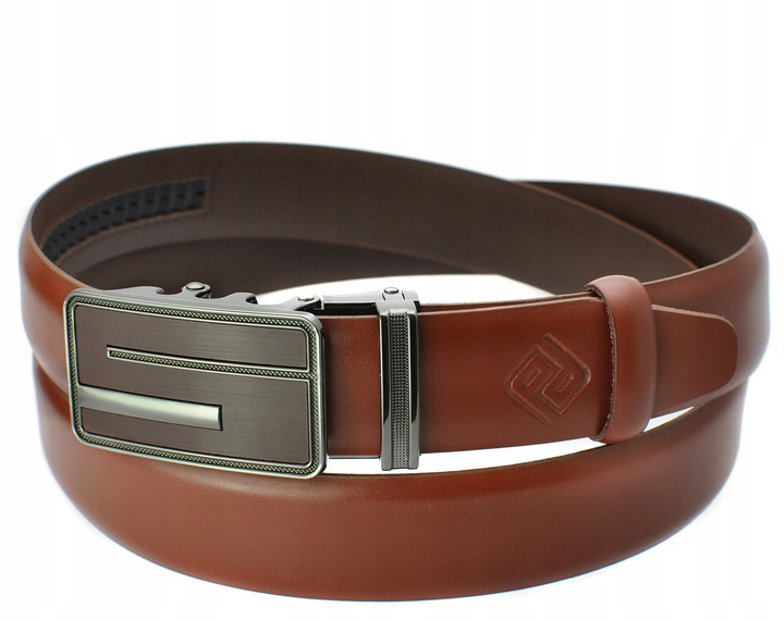 PROMESSO Męski pasek skóra z automat. klamra 100%PL + pudełko NA