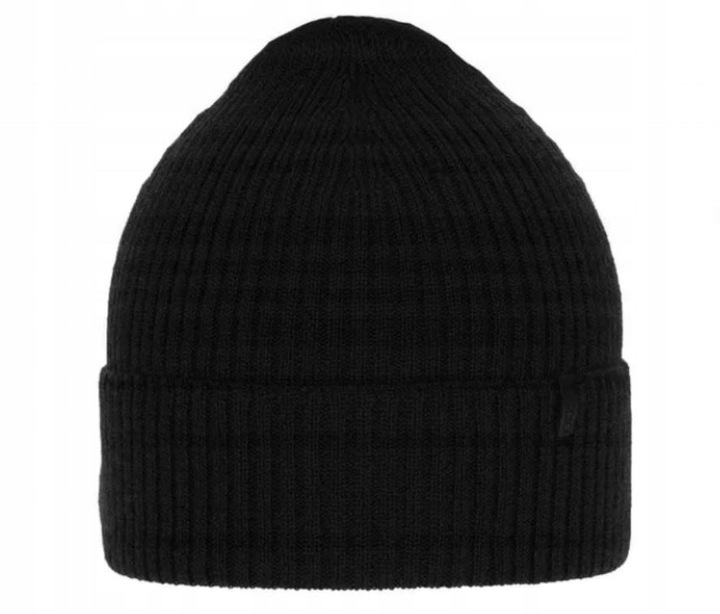 Czapka zimowa męska czarna 100% WEŁNA MERINO Thorin HIT
