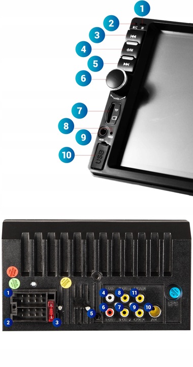 RADIO SAMOCHODOWE BLUETOOTH 2 DIN 7 CALI RDS USB AUX MICRO SD 4x50W