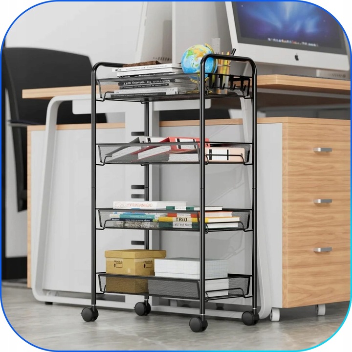 MOBILNY REGAŁ KUCHENNY ŁAZIENKOWY STOLIK NA KÓŁKACH METALOWY WÓZEK 4