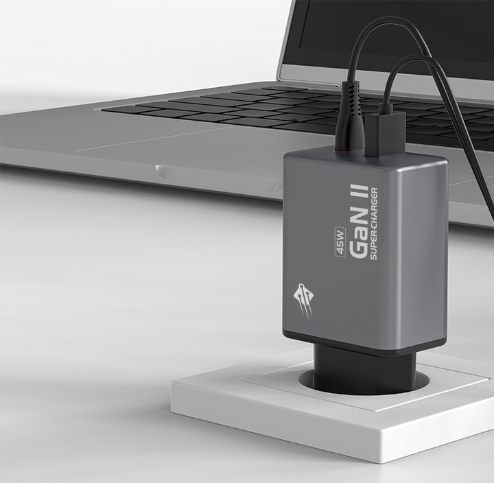 Szybka ładowarka sieciowa GaN II 45W 3A QC 3.0 1x USB C + 1x USB A