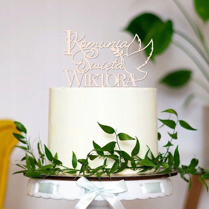 TOPPER dekoracja imię KOMUNIA ŚWIĘTA NAPIS NA TORT