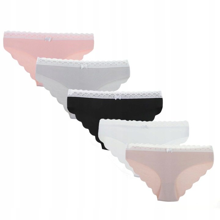 4x Majtki Damskie Bezszwowe Figi Bawełniane Laserowo Cięte Gładkie MORAJ M