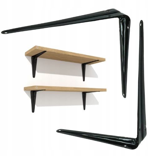 Czarny wspornik półki 200 X 250 mm podpórka konsola do półki ściennej
