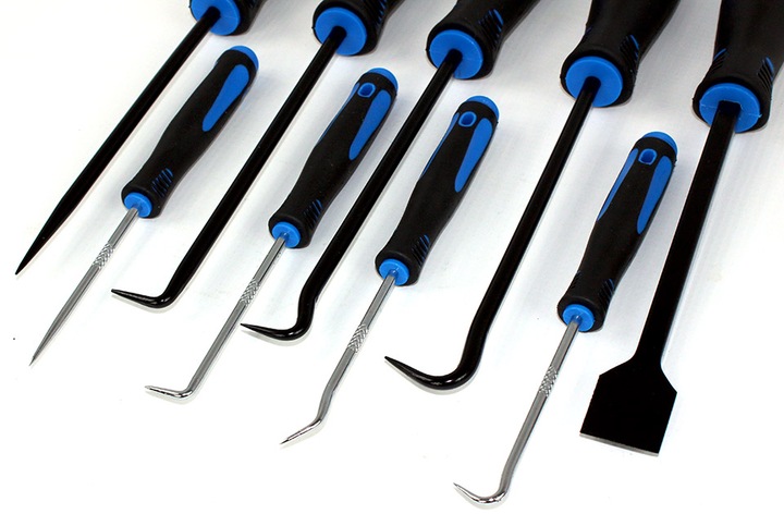 Zestaw grotów-haków i skrobaków 9el.