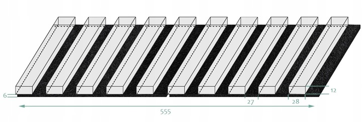 Lamele ścienne na FILCU 55 x 275 cm 3D dąb naturalny, wotan różne kolory