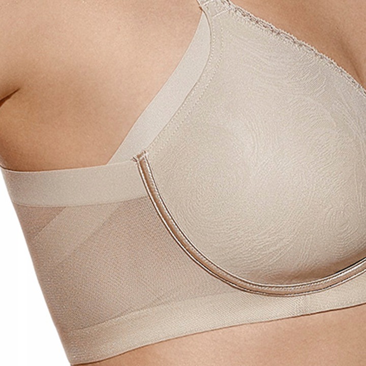 Biustonosz Usztywniany Gładki Modelujący Bez Fiszbin Codzienny Beżowy 85C