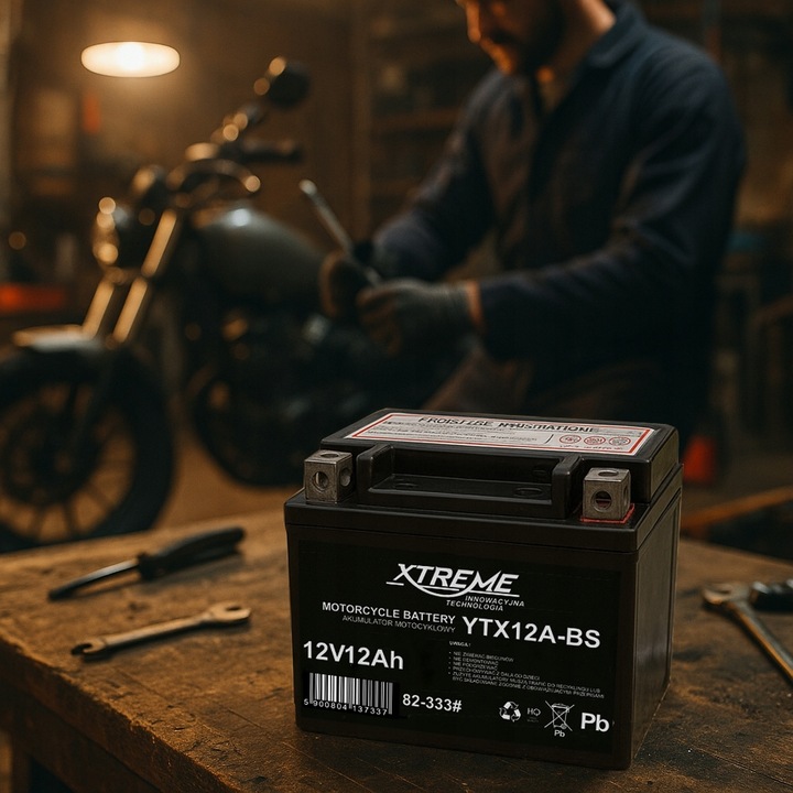 AKUMULATOR MOTOCYKLOWY XTREME 12V 12Ah (WYMIAR 14Ah) BEZOBSŁUGOWY SKUTER