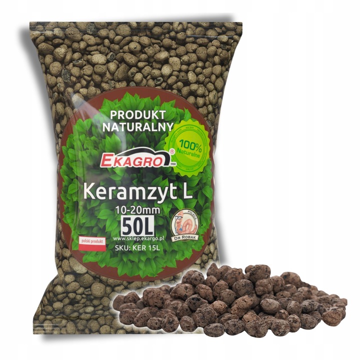 Keramzyt Ogrodniczy 50L 10-20 mm 15KG Drenaż do Warzyw Roślin