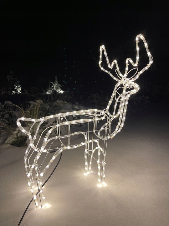 RENIFER ŚWIECĄCY LED DUŻY Z RUCHOMĄ GŁOWĄ BIAŁY CIEPŁY IP44 ZEWNĘTRZNY