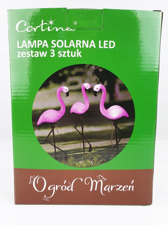 FLAMINGI SOLARNE LAMPKI OGRODOWE LED ZESTAW 3 SZT WBIJANE LAMPY