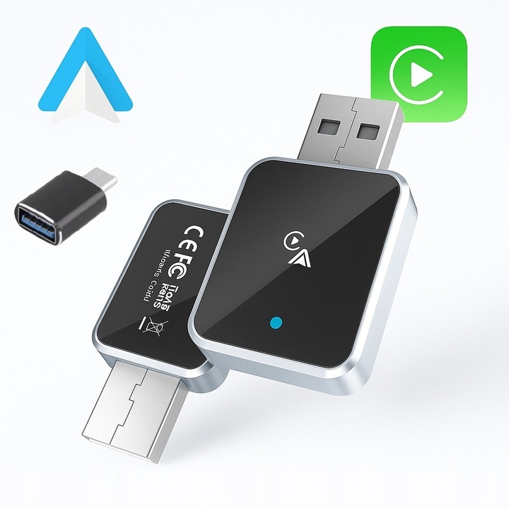 BEZPRZEWODOWY ADAPTER ANDROID AUTO CARPLAY 2W1 IPHONE USB USB-C