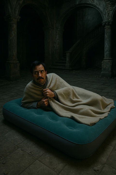 Materac dmuchany Riwall RRD-02 - 191×137×22 cm – welurowy 2-os