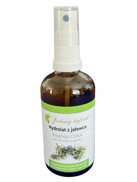 ZIOŁOWY KUFEREK HYDROLAT Z JAŁOWCA NA TRĄDZIK WĄGRY PRYSZCZE 100ML