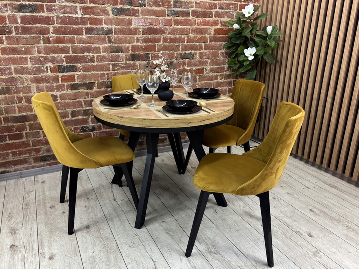 Stół okrągły 100 rozkładany do 200 cm LOFT metalowe nogi gruby blat