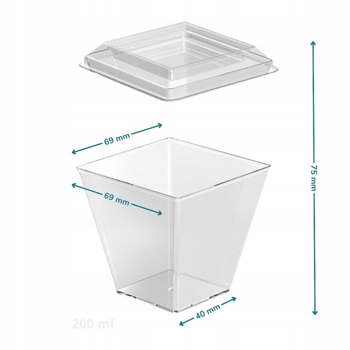 Pucharki plastikowe do deserów przekąsek 200ml z pokrywką i łyżeczką